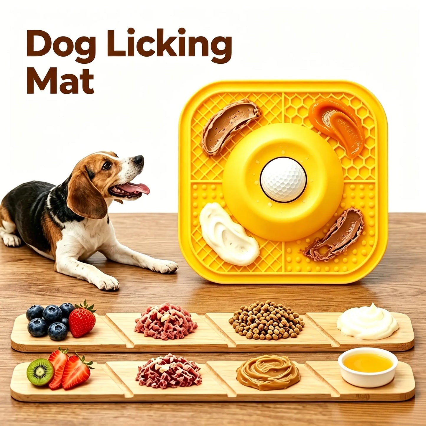 Enrichment Feeding Bowl with Licking Mat and Rolling Ball, Strong Suction Base for Bone Broth and Yogurt, Promotes Anxiety Relief and Mental Stimulation for Dogs