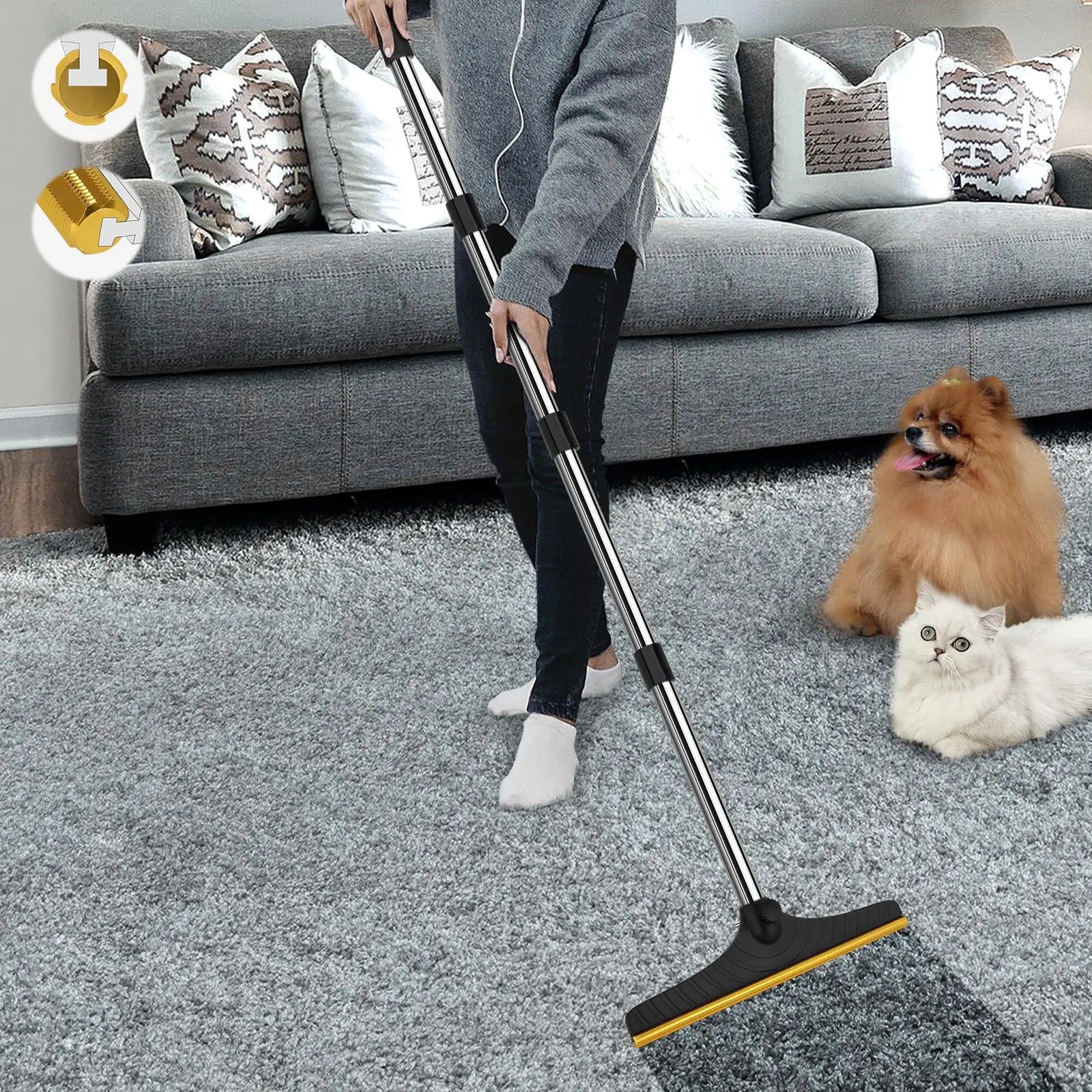 Adjustable Pet Hair Remover Brush with Hanging Ring - Effective Cleaning Tool for Carpets and Floors, Ideal for Pet Owners, Valentine's Day Gift