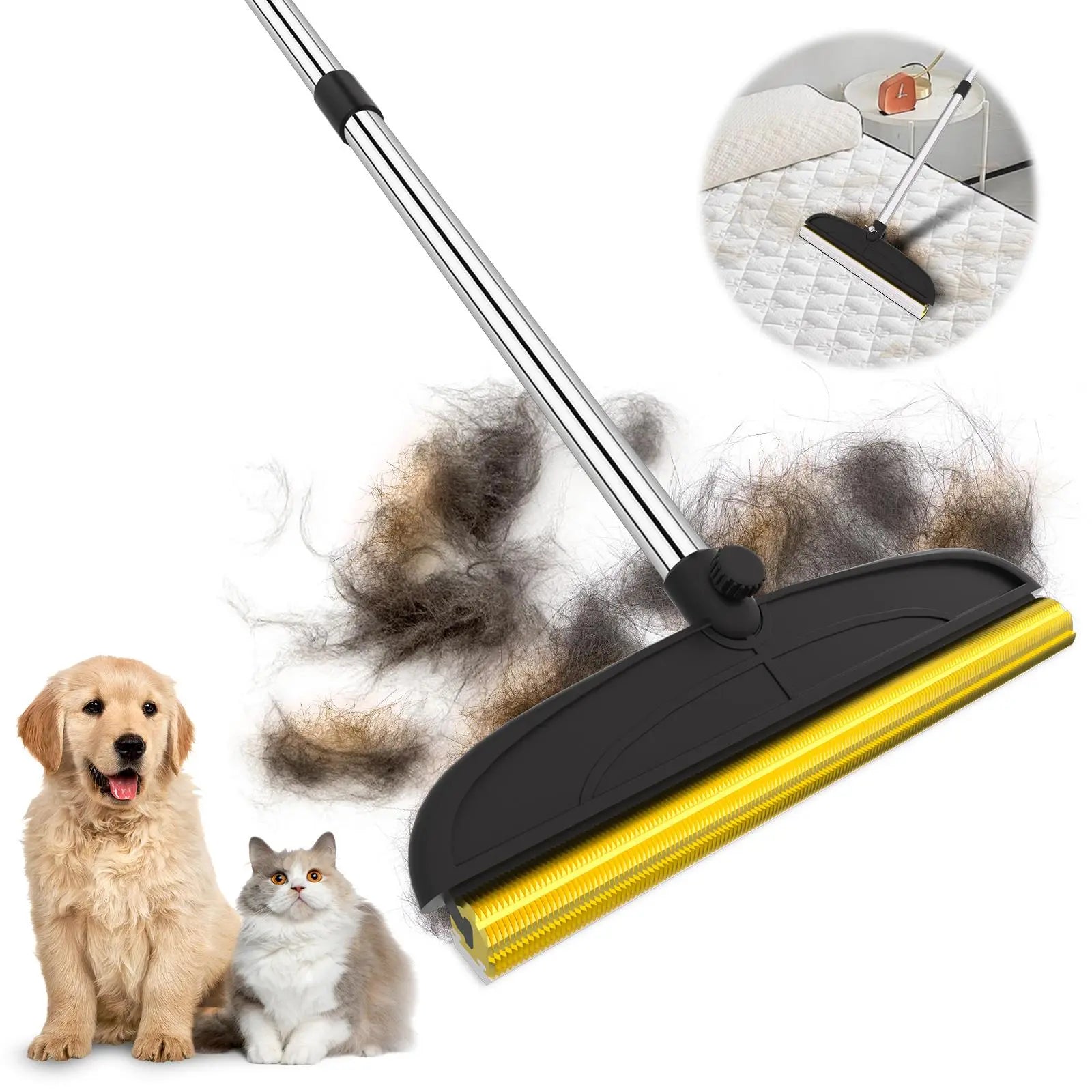 Adjustable Pet Hair Remover Brush with Hanging Ring - Effective Cleaning Tool for Carpets and Floors, Ideal for Pet Owners, Valentine's Day Gift
