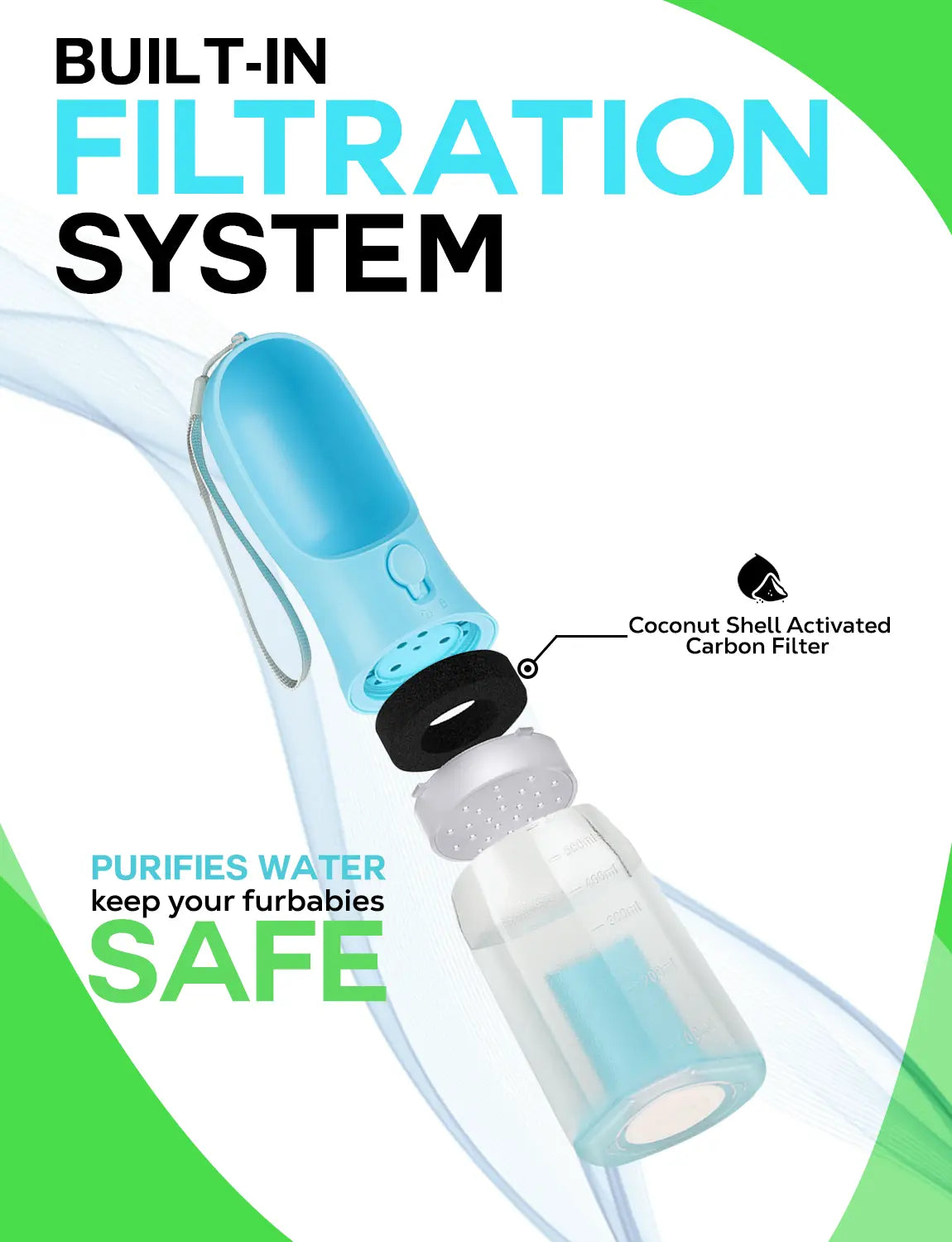 3-in-1 Portable Pet Water Bottle - 20 oz Leak-Proof Container with Integrated Poop Bag Dispenser for Travel, Hiking, and Outdoor Activities