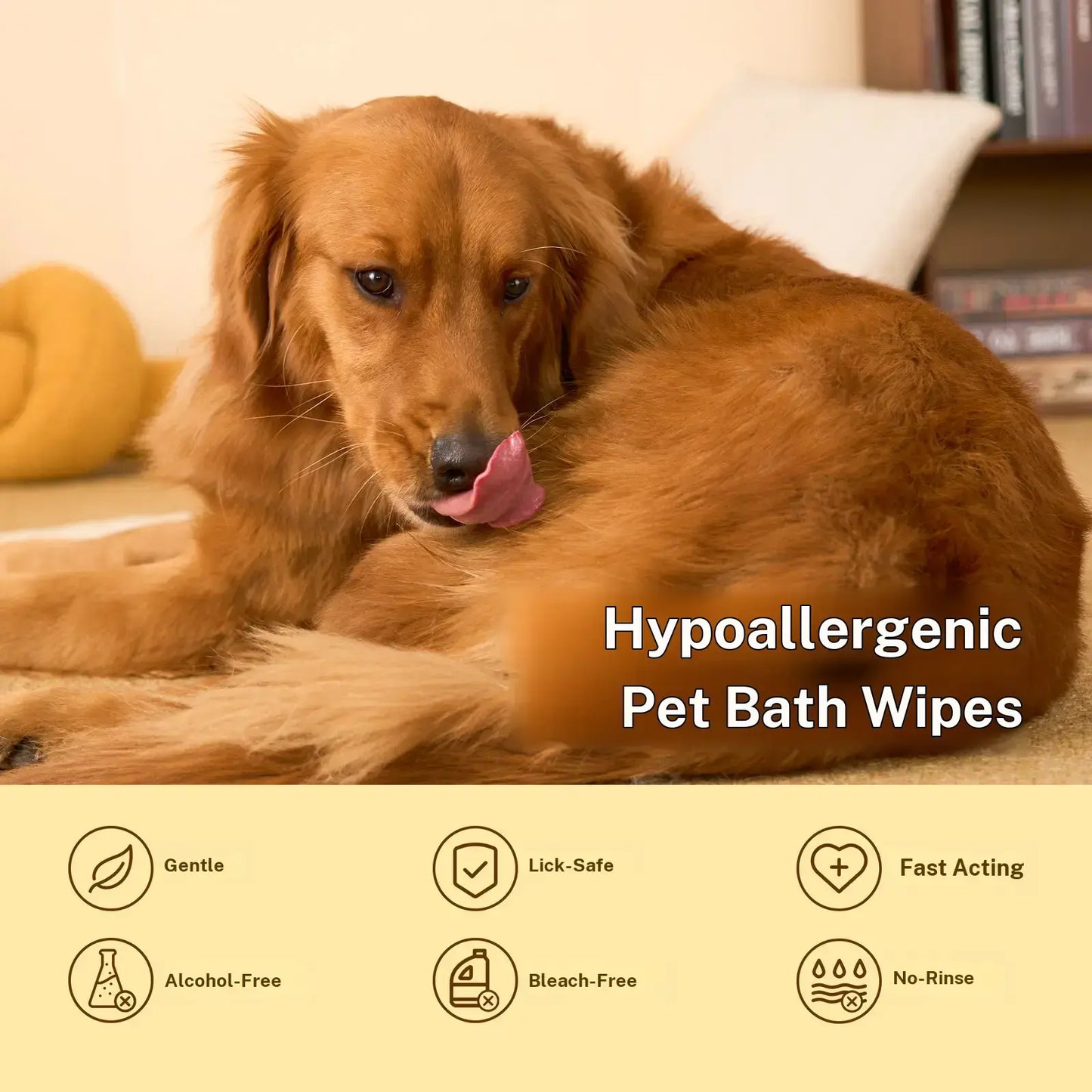 HICC PET Natural Hypoallergenic Disposable Dog Grooming Wipes (20 Count) - No-Rinse Formula with Fermented Oils for Hair Removal, Deodorizing, Skin Moisture, and Paw Care, Ideal for Outdoor Use
