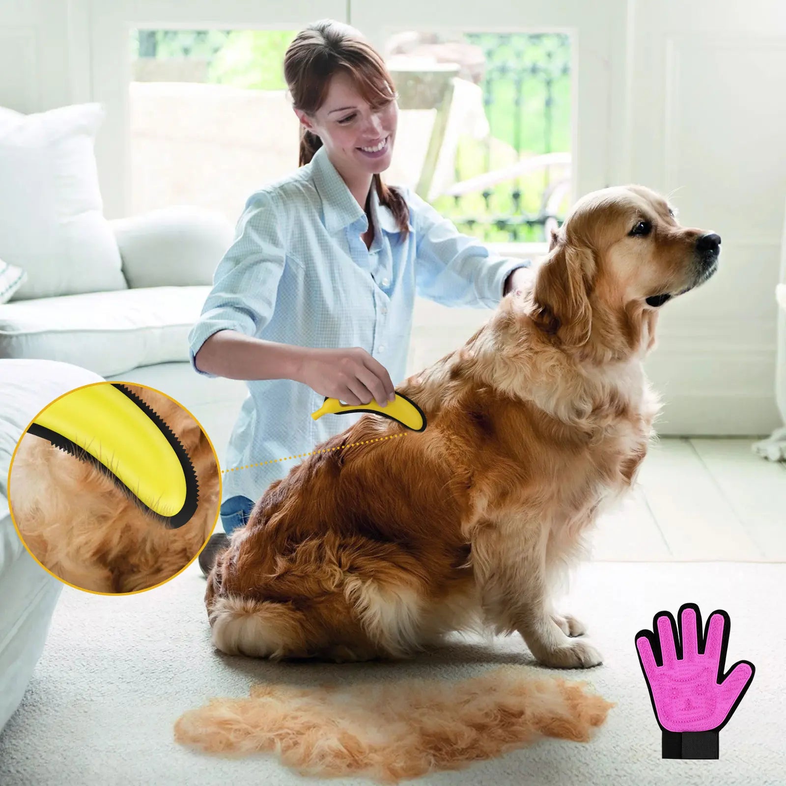Adjustable Pet Hair Remover Brush with Hanging Ring - Effective Cleaning Tool for Carpets and Floors, Ideal for Pet Owners, Valentine's Day Gift