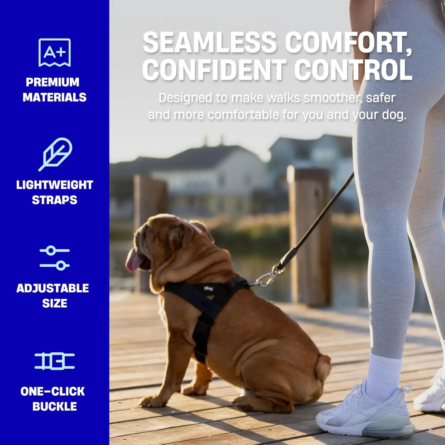 Dog Friendly Co. No-Pull Harness - Easy Fit Design for Comfort and Safety - Adjustable, Lightweight, and Chafe-Resistant Straps for All Breeds
