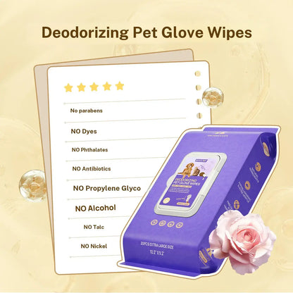 HICC PET Natural Hypoallergenic Disposable Dog Grooming Wipes (20 Count) - No-Rinse Formula with Fermented Oils for Hair Removal, Deodorizing, Skin Moisture, and Paw Care, Ideal for Outdoor Use