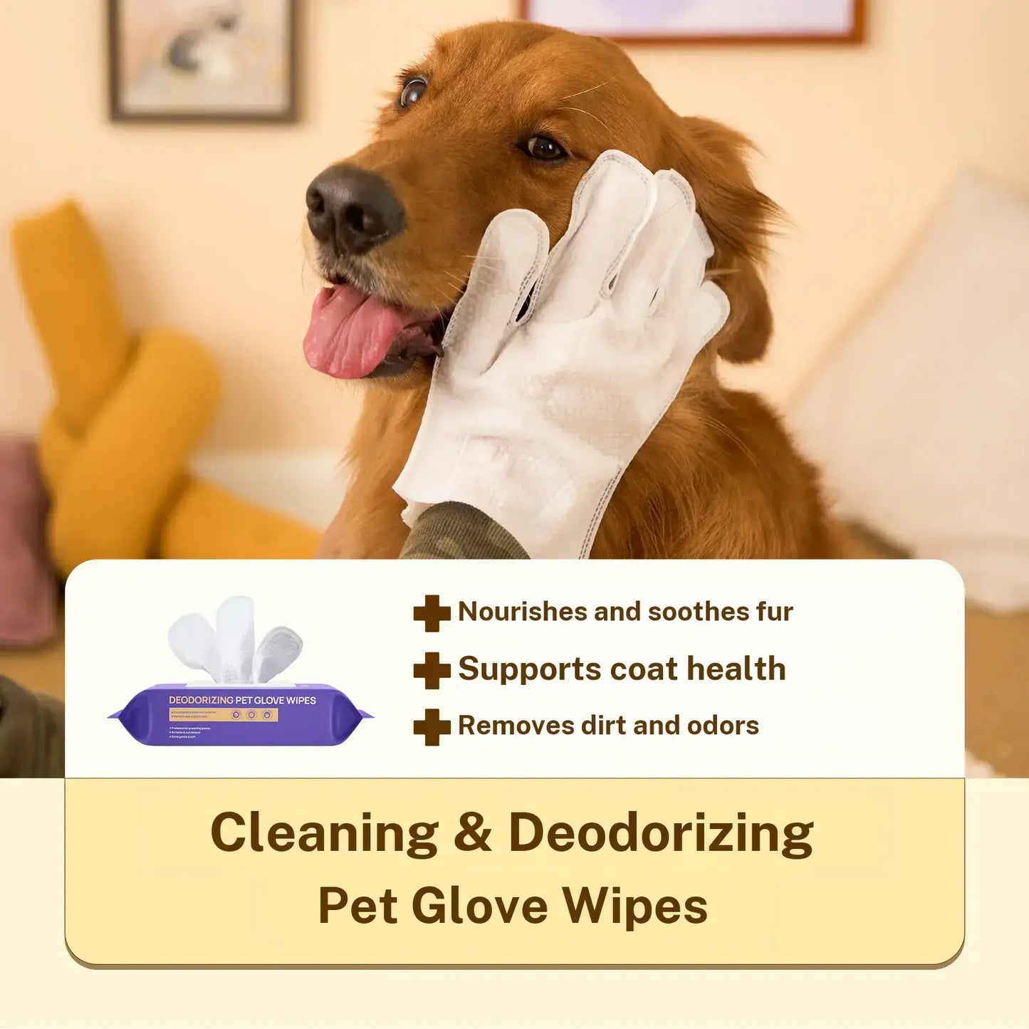 HICC PET Natural Hypoallergenic Disposable Dog Grooming Wipes (20 Count) - No-Rinse Formula with Fermented Oils for Hair Removal, Deodorizing, Skin Moisture, and Paw Care, Ideal for Outdoor Use