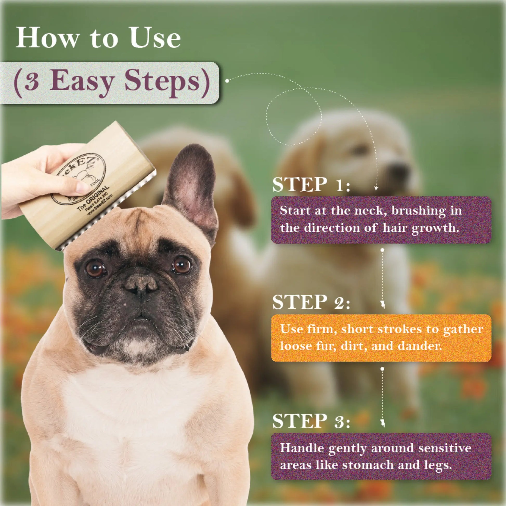 Sleekez Professional Dog Brush for Shedding and Grooming - Deshedding Tool for All Coat Types, 5-Inch Length, 4 Oz Weight