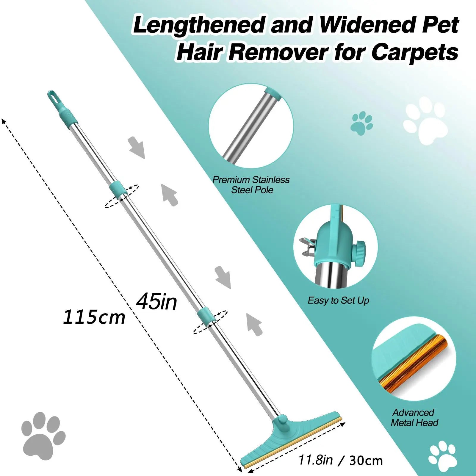 Adjustable Pet Hair Remover Brush with Hanging Ring - Effective Cleaning Tool for Carpets and Floors, Ideal for Pet Owners, Valentine's Day Gift