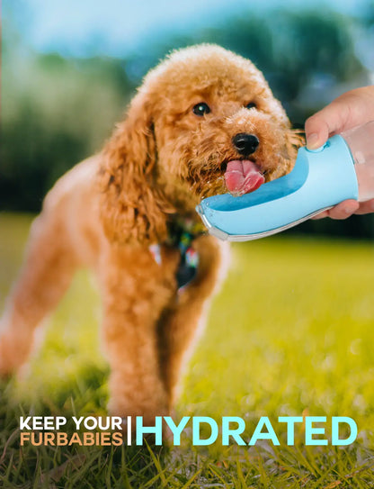 3-in-1 Portable Pet Water Bottle - 20 oz Leak-Proof Container with Integrated Poop Bag Dispenser for Travel, Hiking, and Outdoor Activities